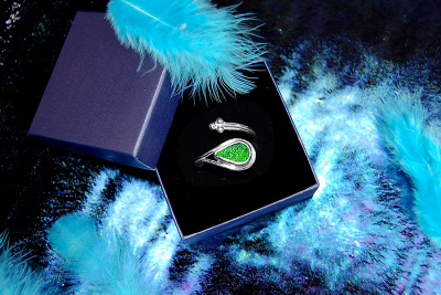 MJ glass design GEMMA üveg-ezüst kollekciós gyűrűje