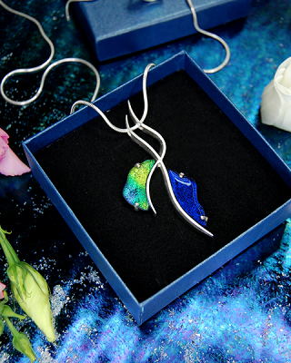 MJ glass design VIA üveg-ezüst kollekciós nyaklánca