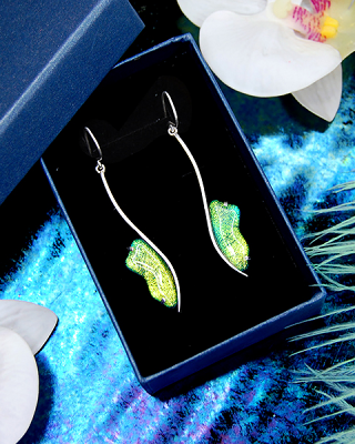 MJ glass design GEMMA üveg-ezüst kollekciós fülbevalója