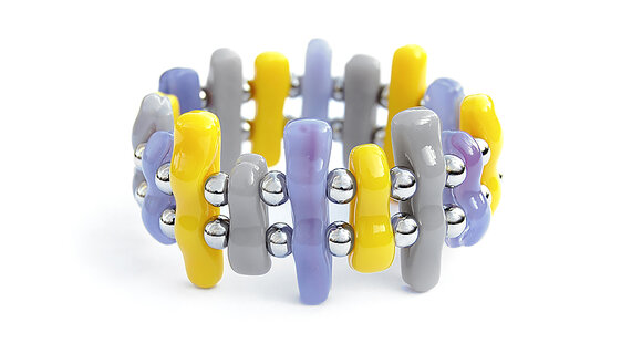 BOHEMIAN - sárga-szürke-lila karkötő